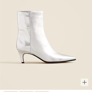 JCREW brand new in box, Stevie ankle, boots in metallic silver leather